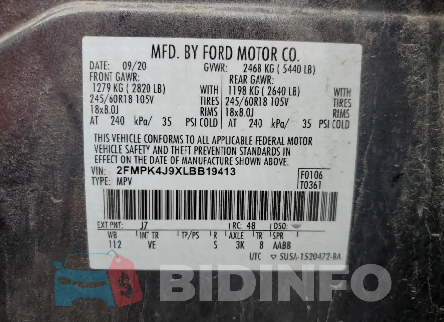 2FMPK4J9XLBB19413 Photo# 13