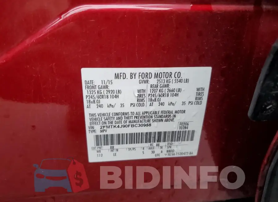 2FMTK4J90FBC30958 Photo# 14