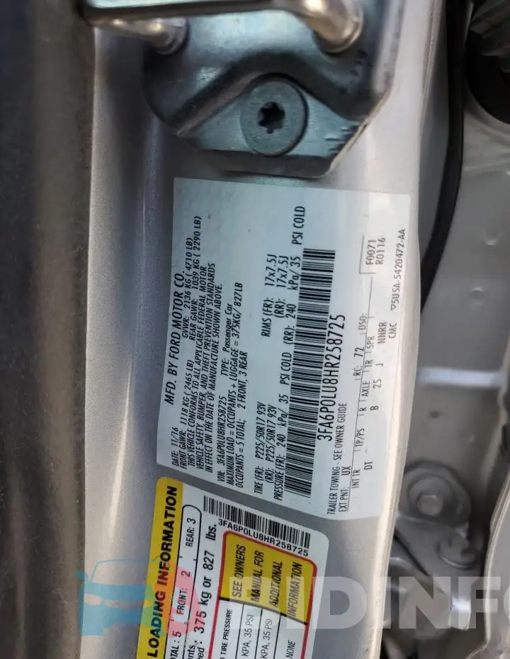 3FA6P0LU8HR258725 Photo# 13