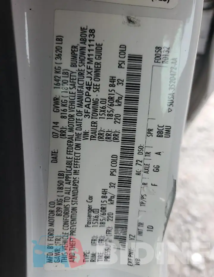 3FADP4EJXFM111138 Photo# 12