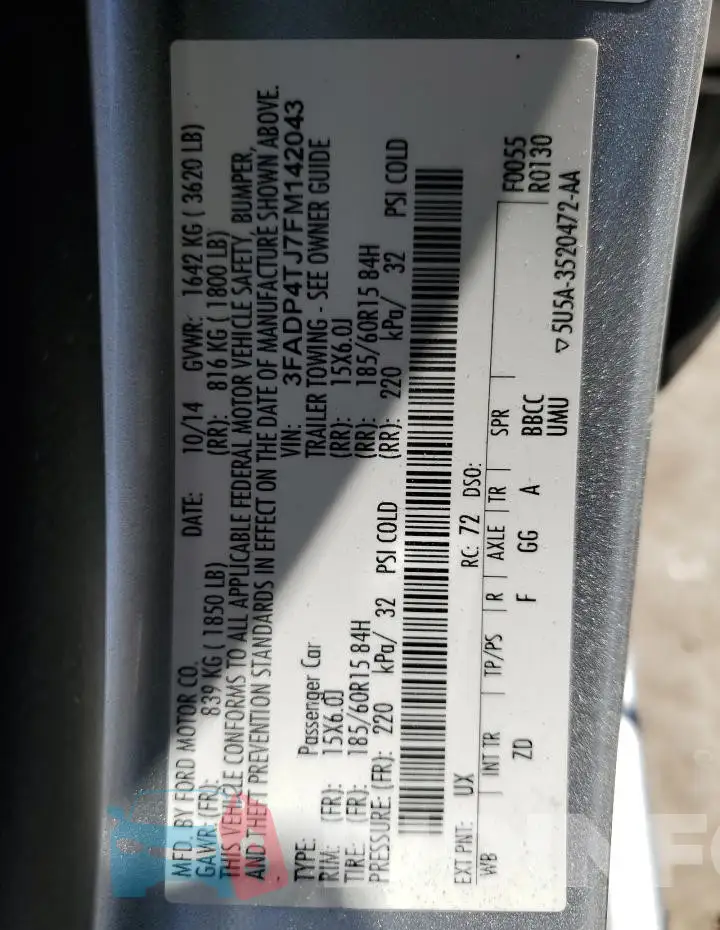 3FADP4TJ7FM142043 Photo# 12
