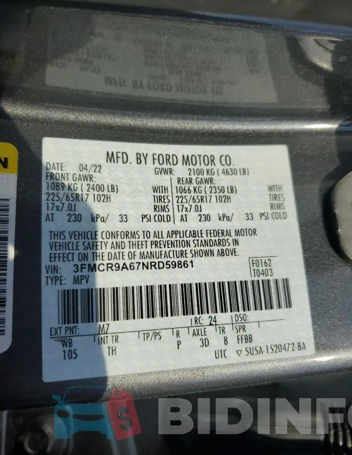 3FMCR9A67NRD59861 Photo# 14