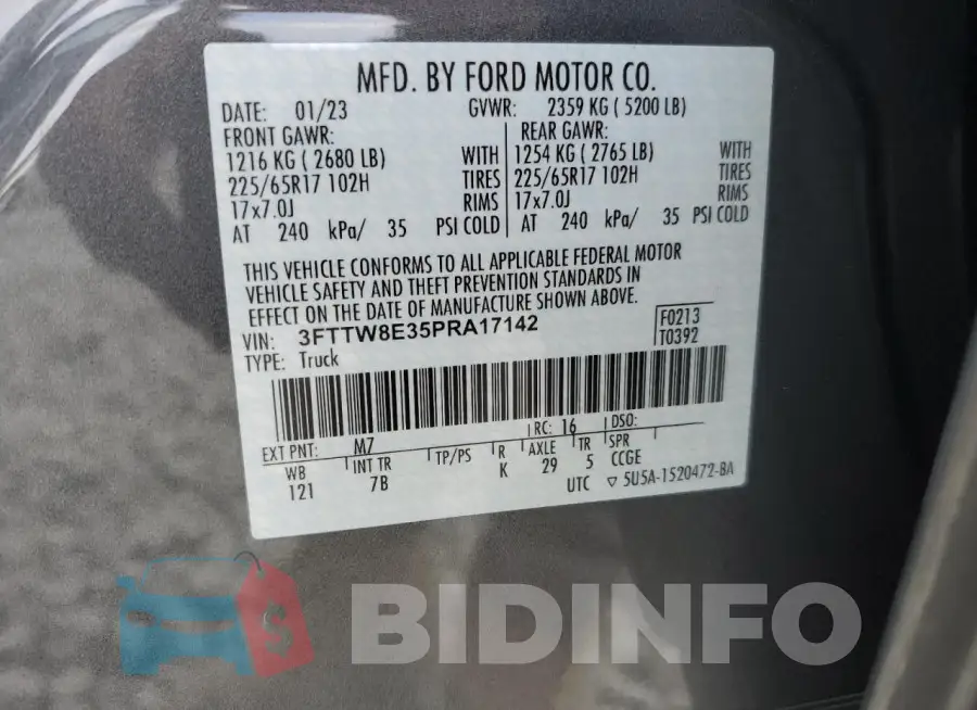 3FTTW8E35PRA17142 Photo# 12