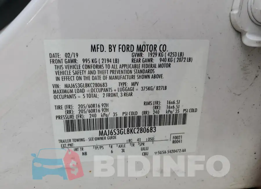 MAJ6S3GL8KC280683 Photo# 12
