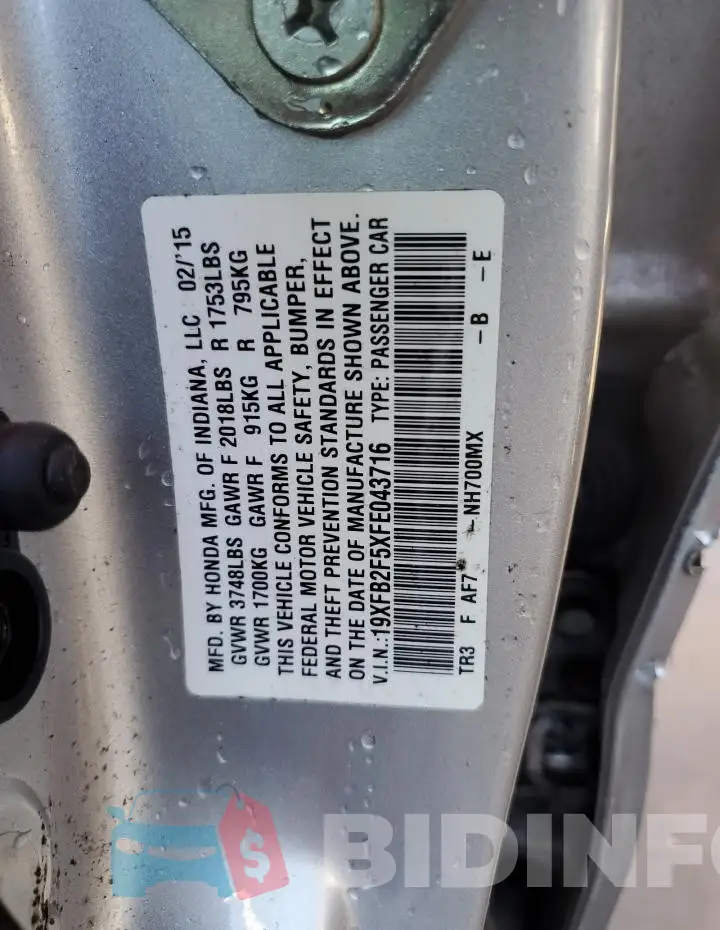 19XFB2F5XFE043716 Photo# 12