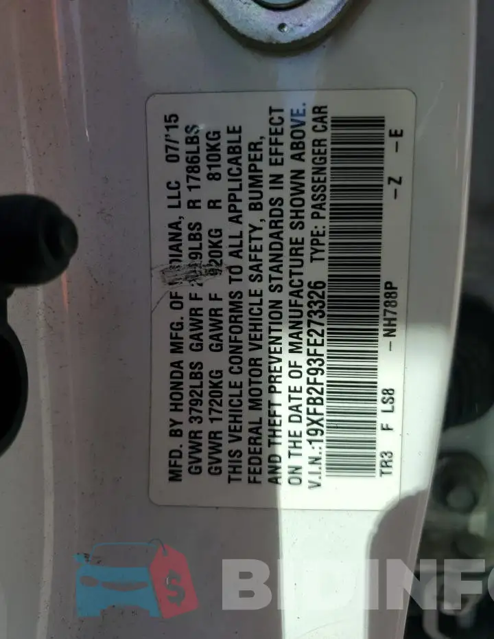 19XFB2F93FE273326 Photo# 12