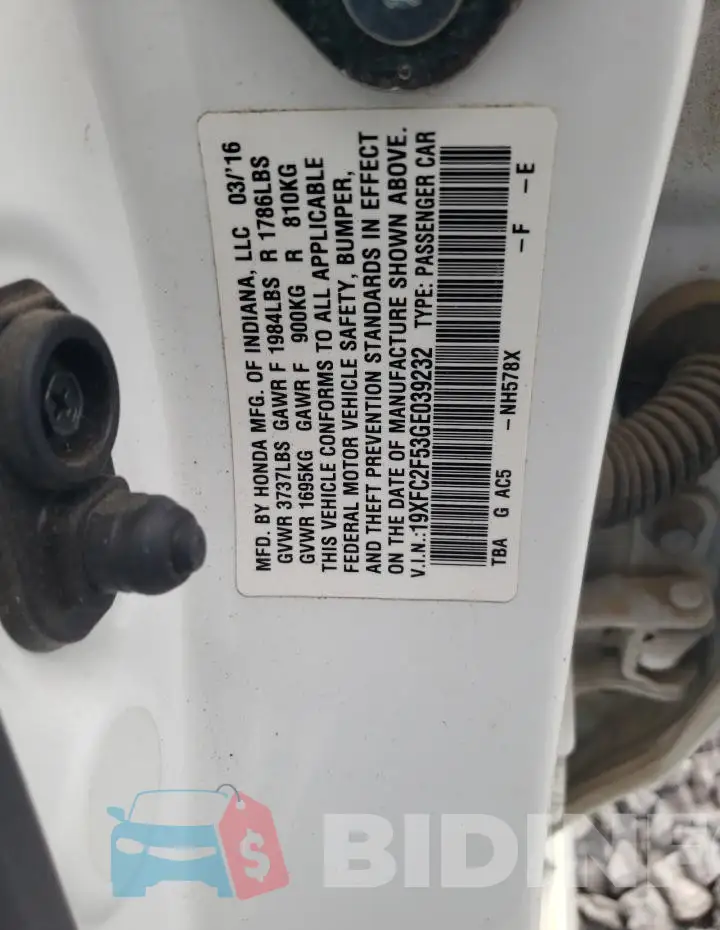 19XFC2F53GE039232 Photo# 12
