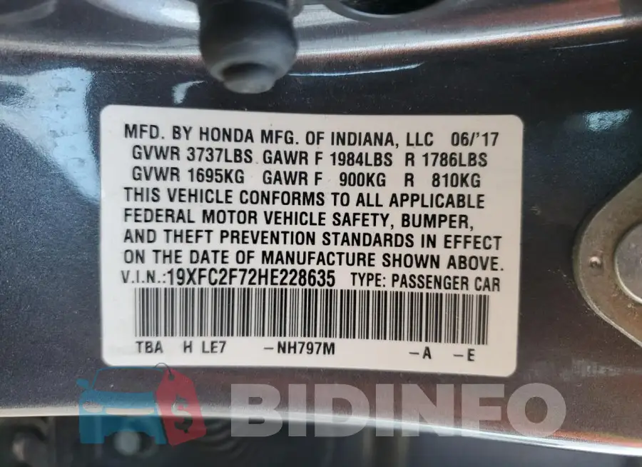 19XFC2F72HE228635 Photo# 13