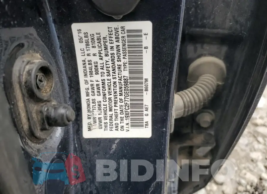 19XFC2F77GE059887 Photo# 12