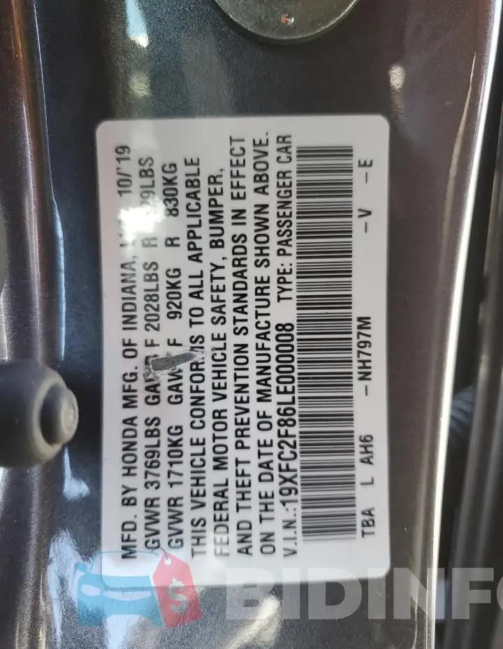 19XFC2F86LE000008 Photo# 13
