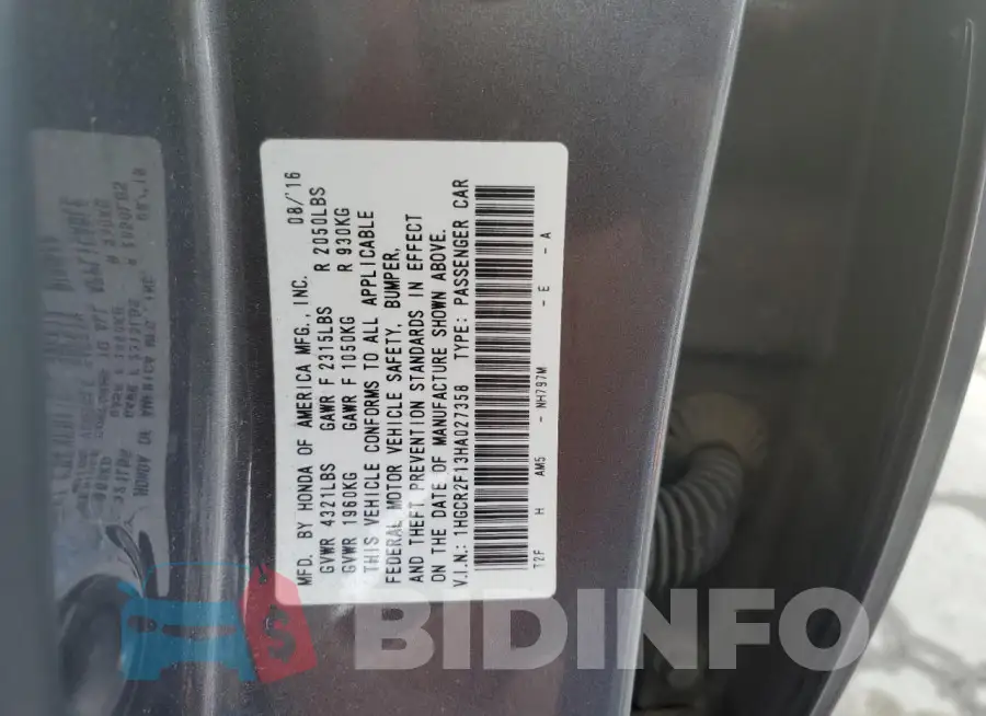 1HGCR2F13HA027358 Photo# 13