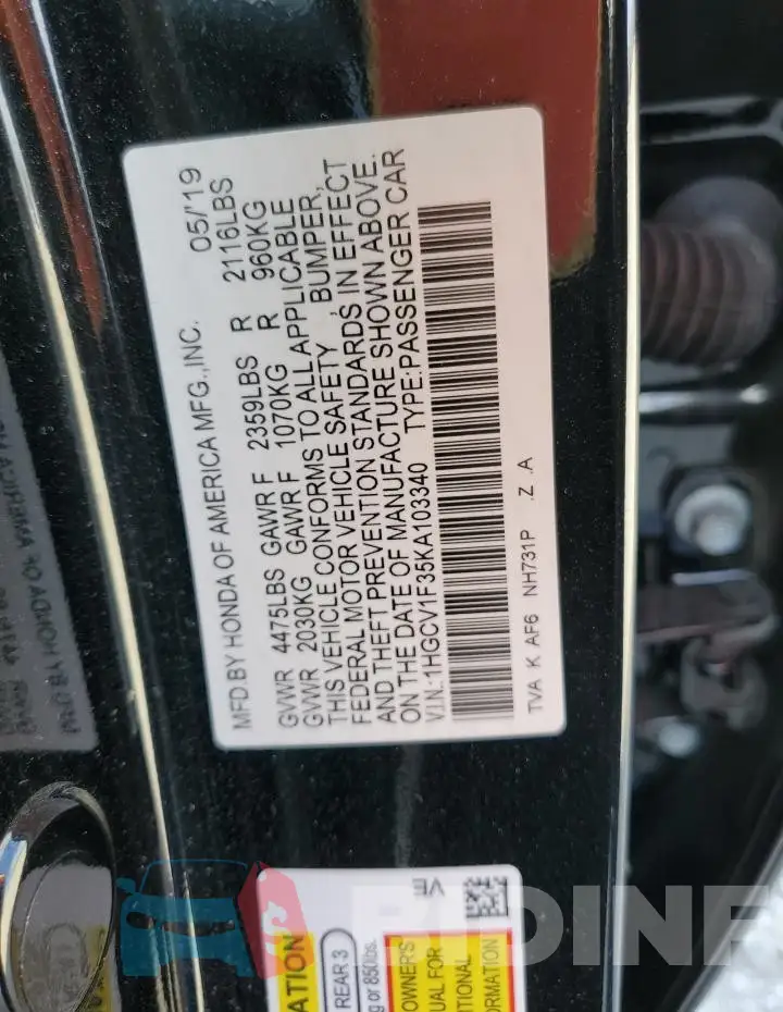 1HGCV1F35KA103340 Photo# 12