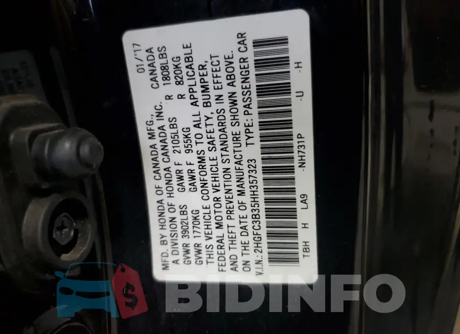 2HGFC3B35HH357323 Photo# 12