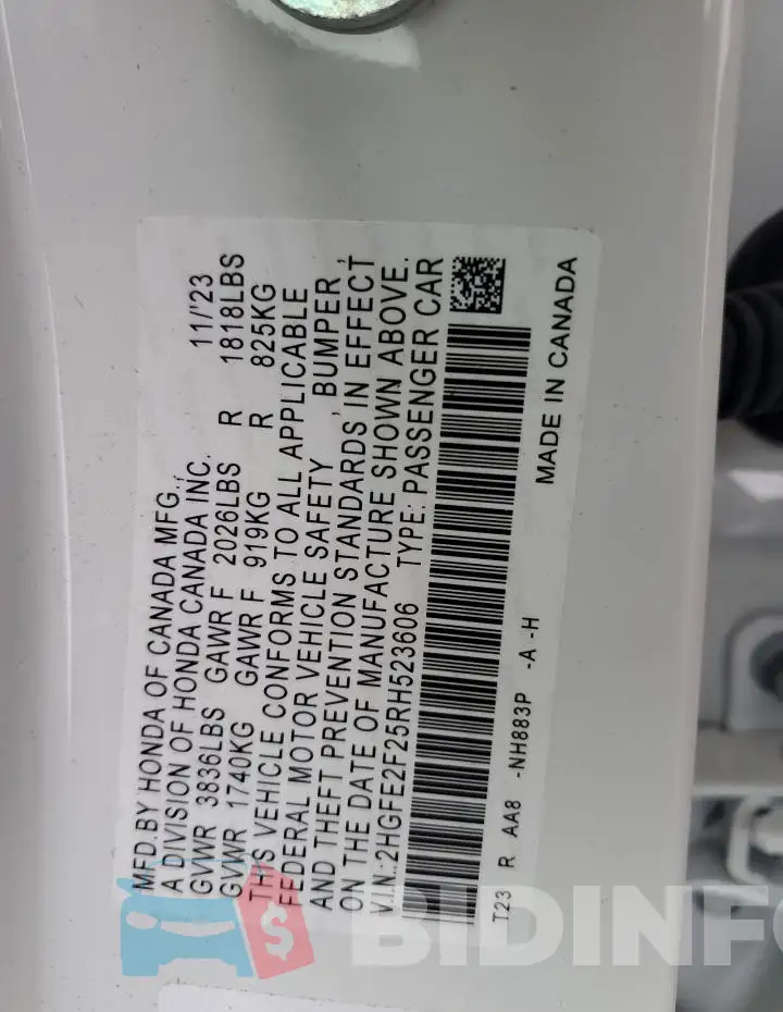 2HGFE2F25RH523606 Photo# 12