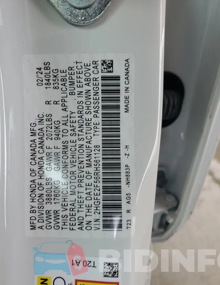 2HGFE2F56RH561128 Photo# 12