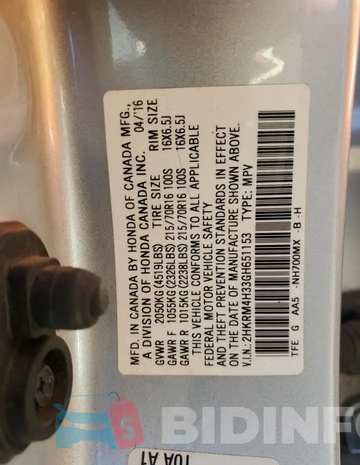 2HKRM4H33GH651153 Photo# 14