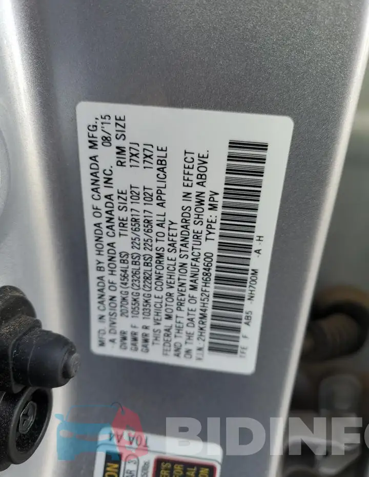 2HKRM4H52FH684600 Photo# 12