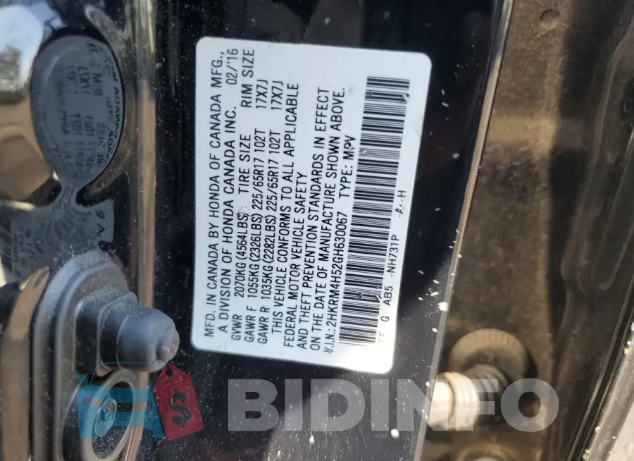 2HKRM4H52GH630067 Photo# 13