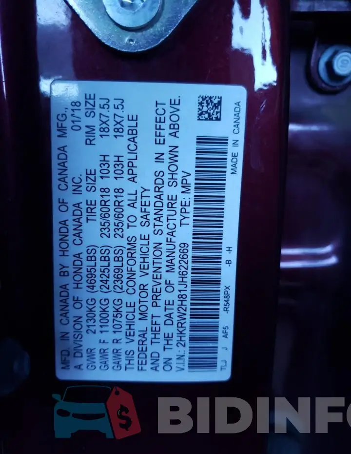 2HKRW2H81JH622669 Photo# 12