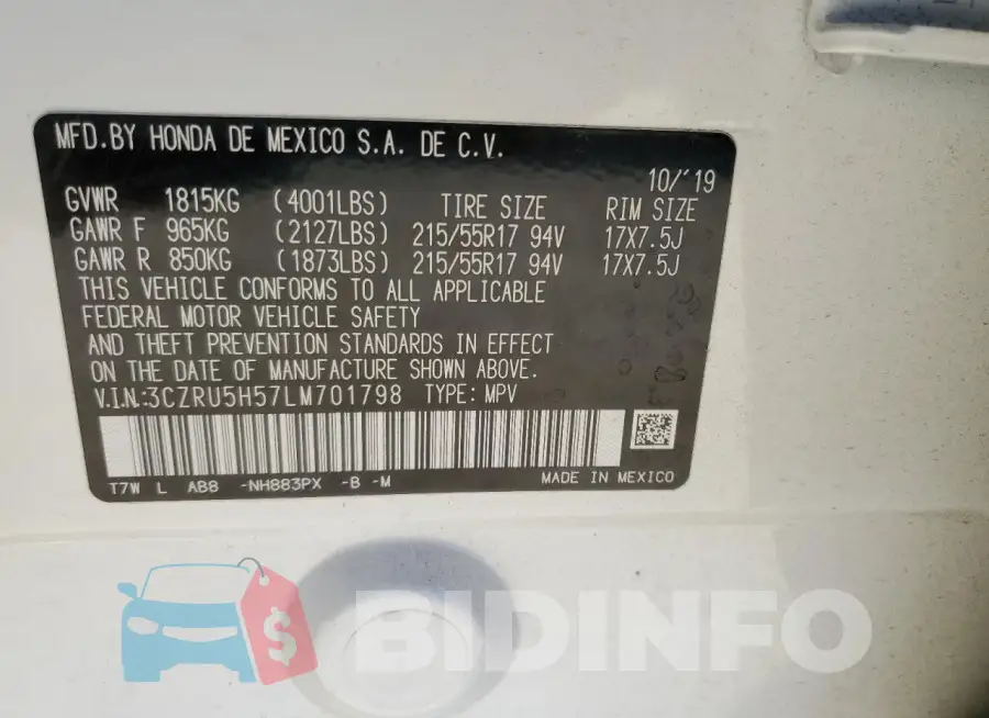 3CZRU5H57LM701798 Photo# 13