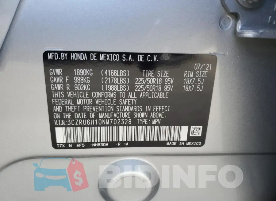 3CZRU6H10NM702328 Photo# 12