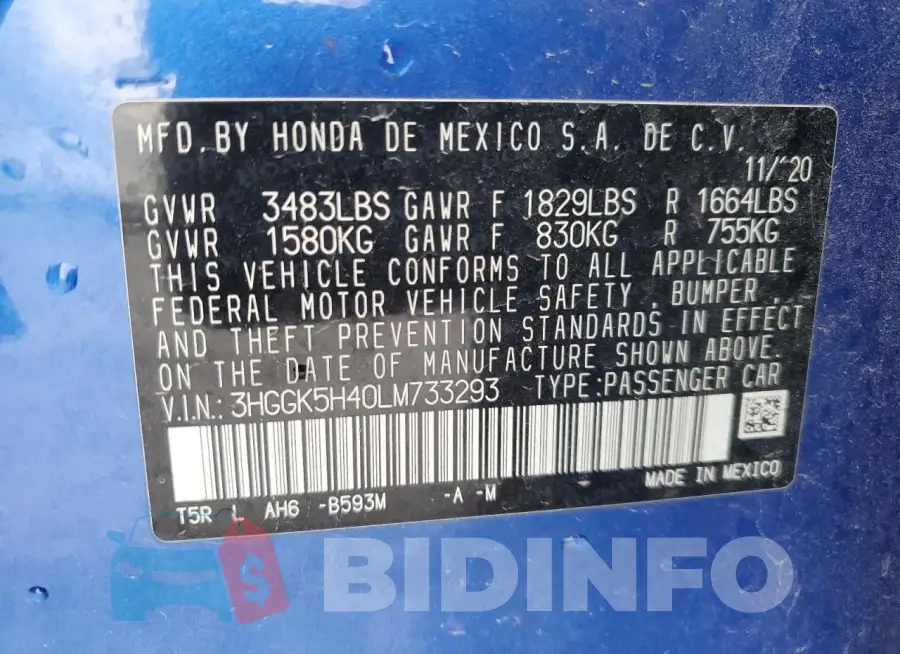3HGGK5H40LM733293 Photo# 13