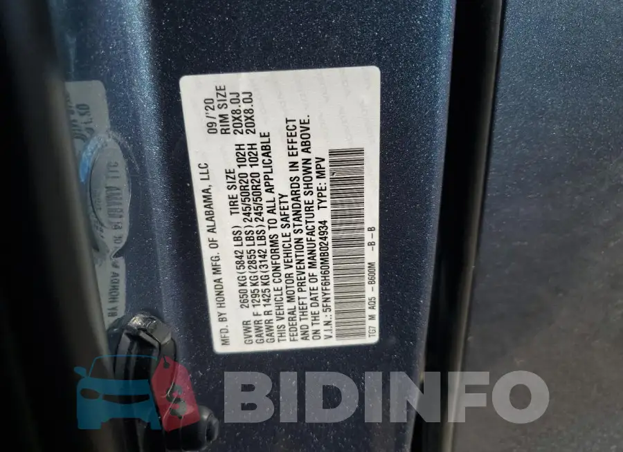 5FNYF6H60MB024934 Photo# 13