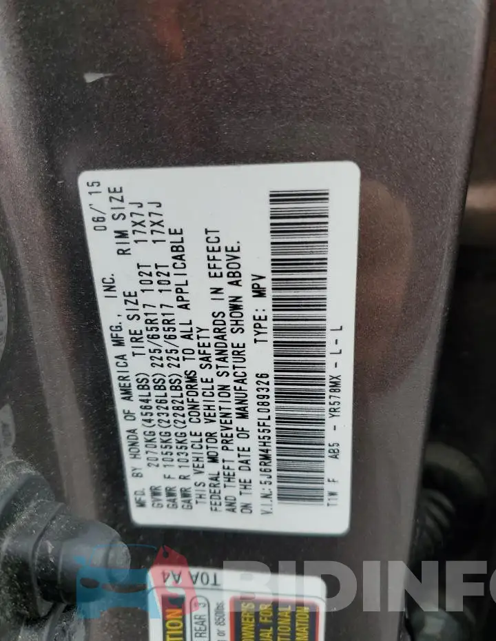 5J6RM4H55FL089326 Photo# 13