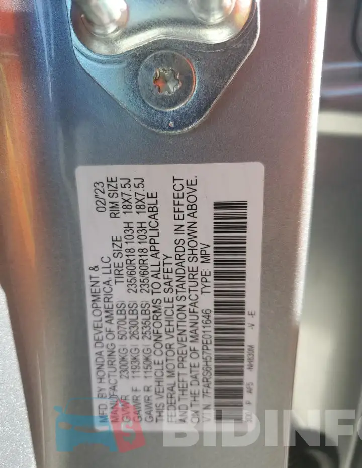 7FARS6H57PE011646 Photo# 13