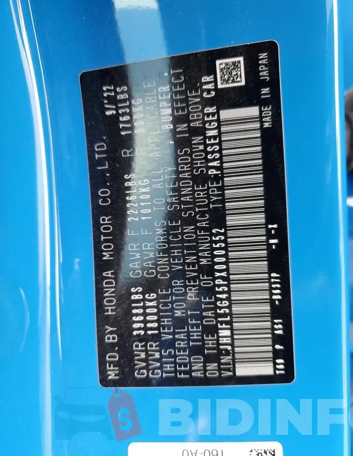 JHMFL5G45PX000552 Photo# 12
