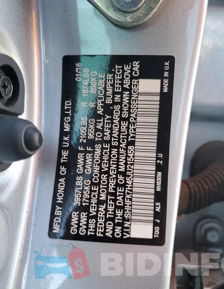 SHHFK7H45JU215458 Photo# 12