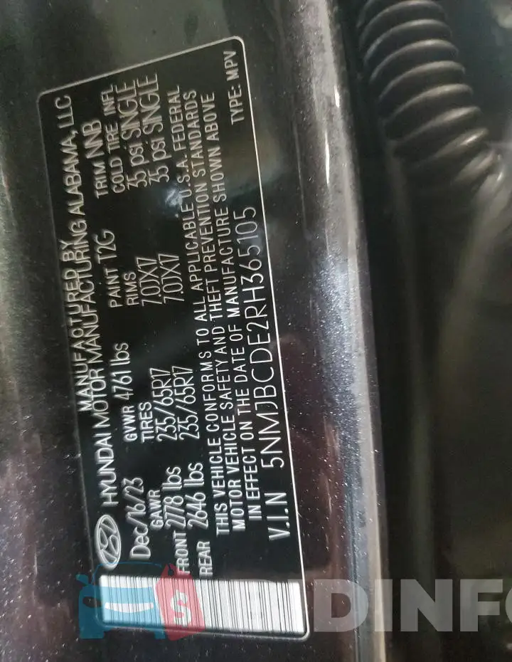 5NMJBCDE2RH365105 Photo# 14