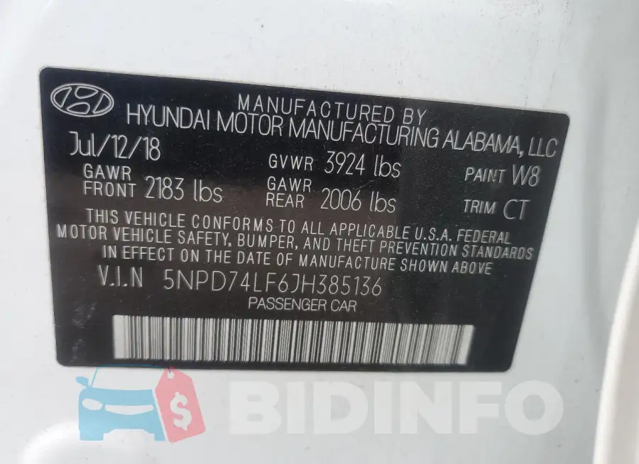 5NPD74LF6JH385136 Photo# 12