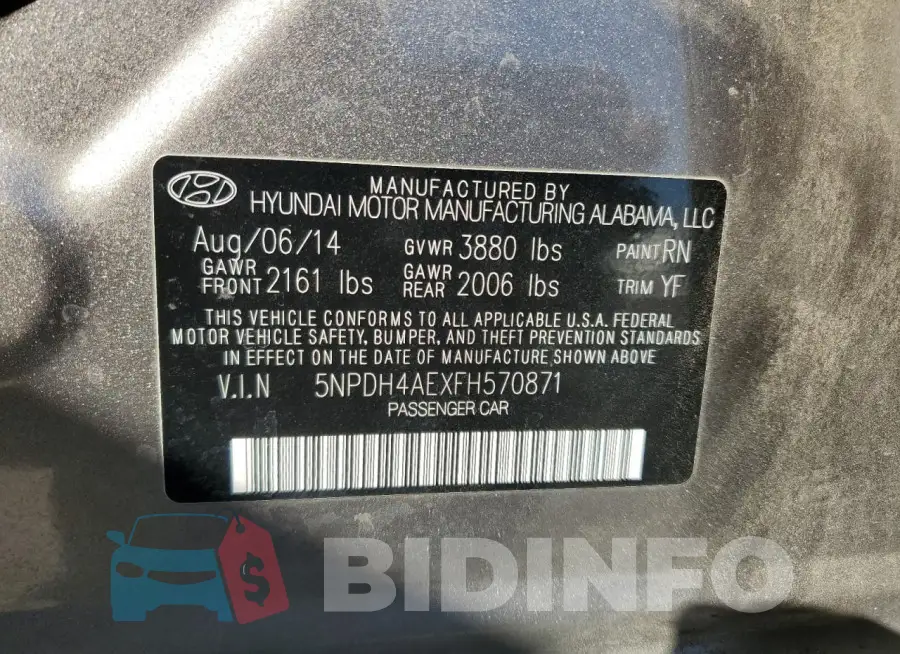 5NPDH4AEXFH570871 Photo# 13