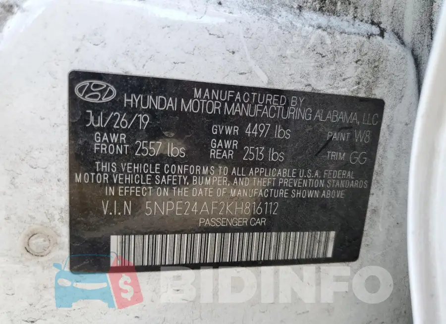 5NPE24AF2KH816112 Photo# 12