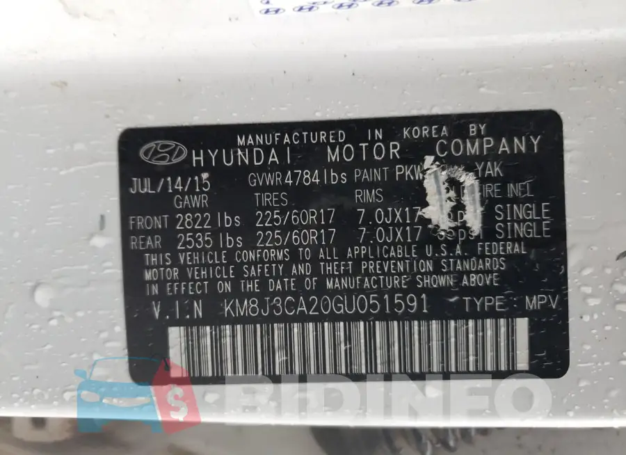 KM8J3CA20GU051591 Photo# 13