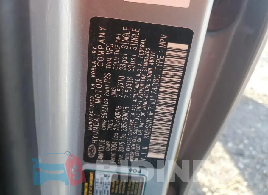 KM8SNDHF7HU174030 Photo# 13
