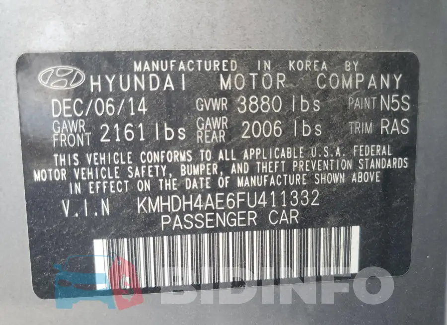 KMHDH4AE6FU411332 Photo# 12