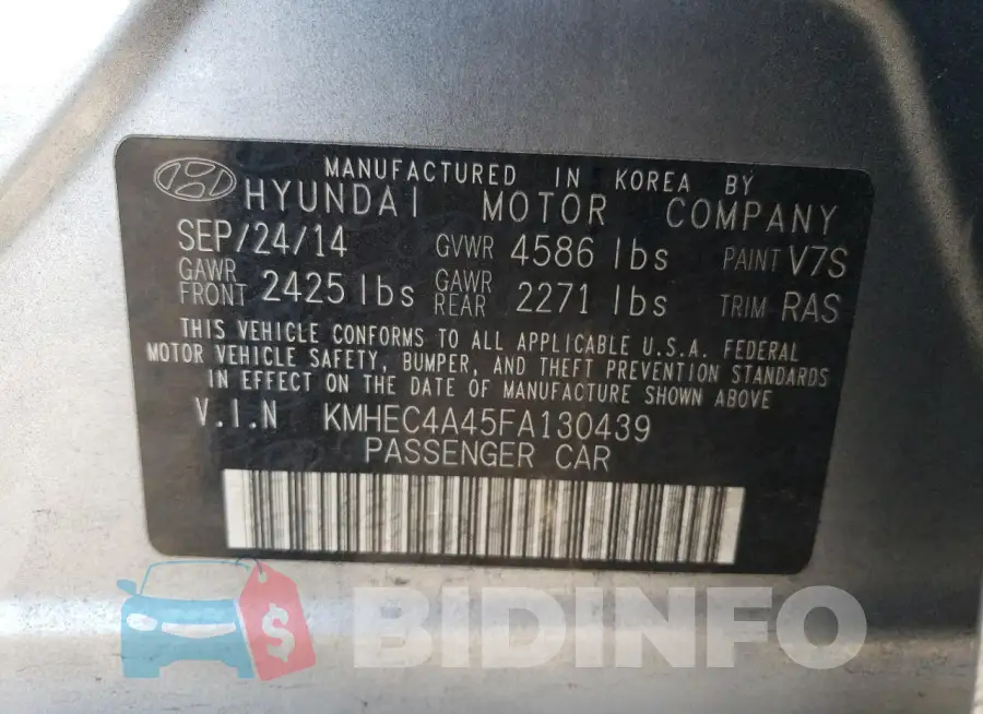 KMHEC4A45FA130439 Photo# 13