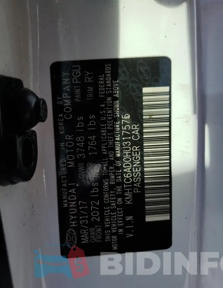 KMHTC6AD0HU317575 Photo# 13