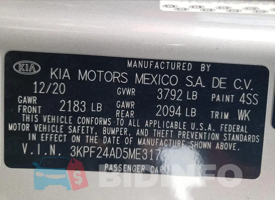 3KPF24AD5ME317346 Photo# 12