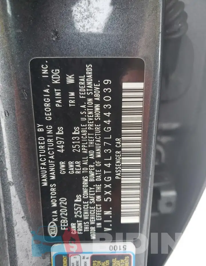 5XXGT4L37LG443039 Photo# 12