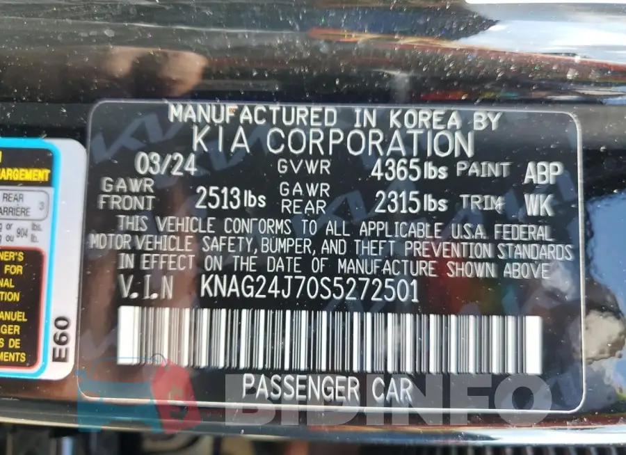 KNAG24J70S5272501 Photo# 12