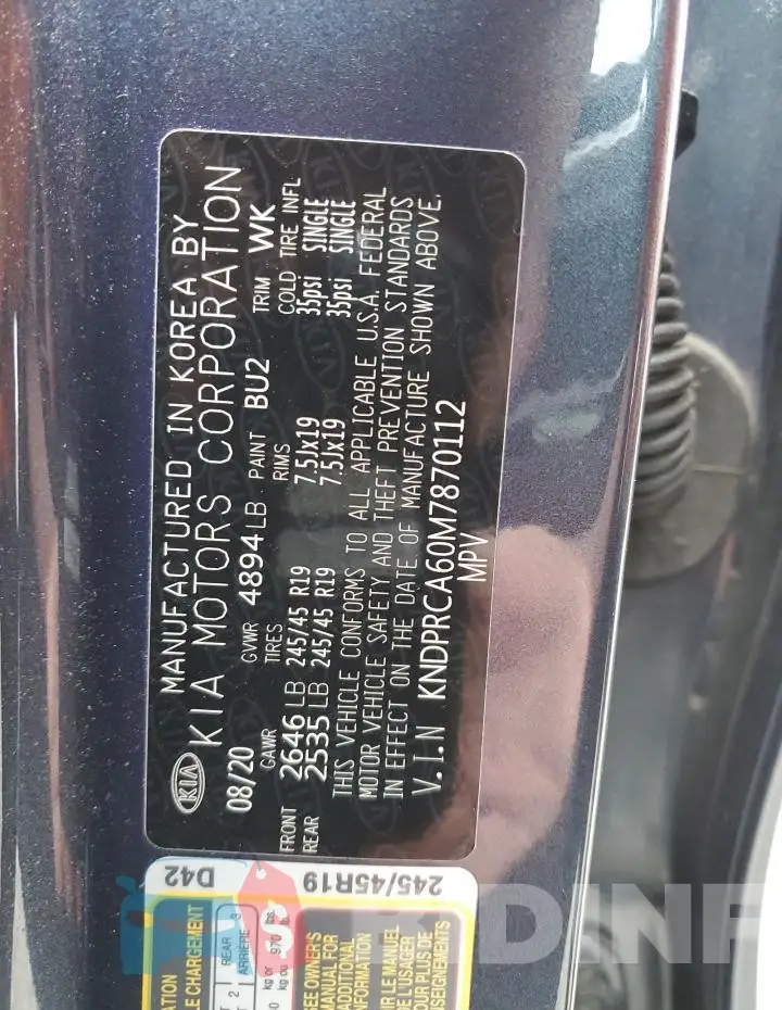 KNDPRCA60M7870112 Photo# 13