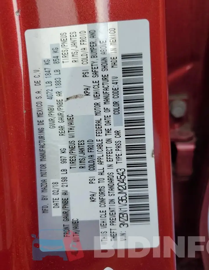3MZBN1V36JM204543 Photo# 12