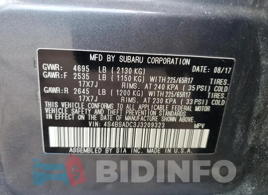 4S4BSADC3J3209323 Photo# 14