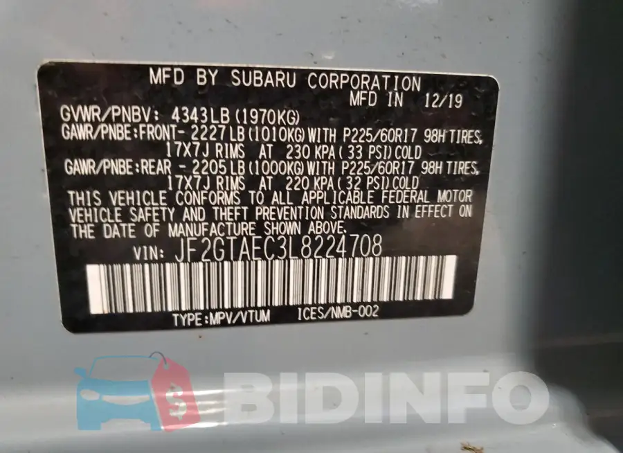 JF2GTAEC3L8224708 Photo# 14