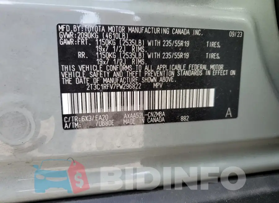 2T3C1RFV7PW296822 Photo# 13