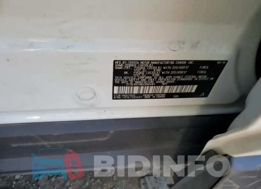 2T3G1RFV6KC060481 Photo# 13