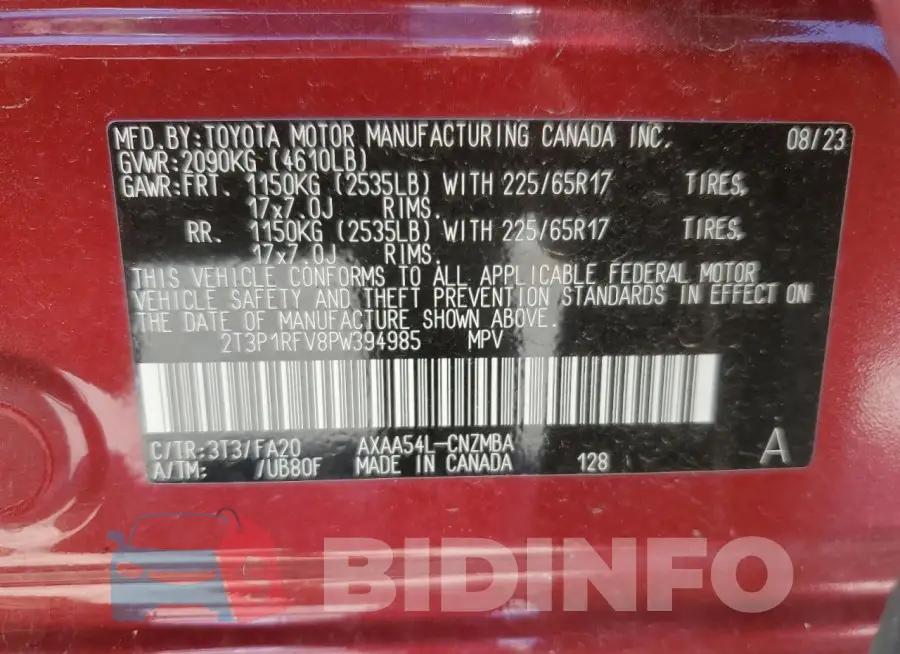 2T3P1RFV8PW394985 Photo# 14